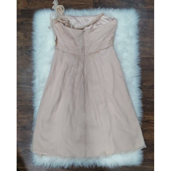 Amsale Wedding Whimsy Flirty Fit Flare Halter Blouson Silk Dress Blush Womens 10 - Picture 9 of 12